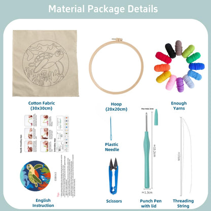 DIY Punch Needle Kits Wild Duck Mallard Portrait Easy for Beginners Embroidery Starter Set with Hoop Stress Relief Craft Hobby and Home Decor 20x20cm