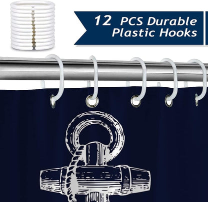 Custom Nautical Navy Blue Anchor Shower Curtain, 70x72 Inch