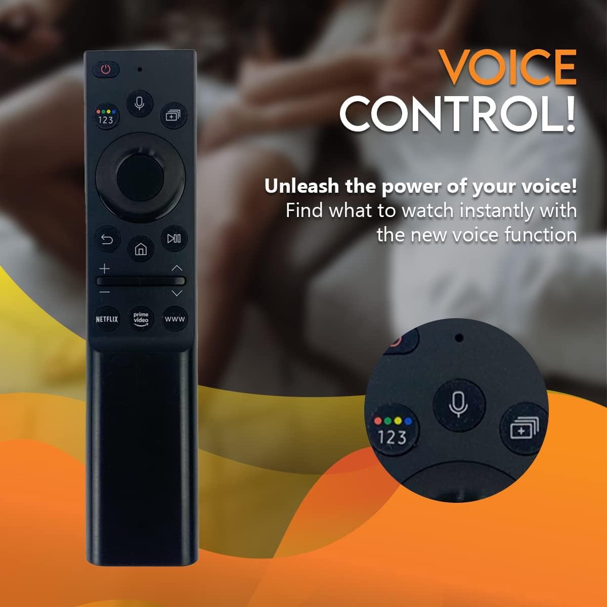 Ceybo Original Solar Voice Remote Control Replacement with YouTube Netflix Shortcut for Samsung Smart TVs, Compatible with Neo QLED 8K, QLED (BN59-01480A)