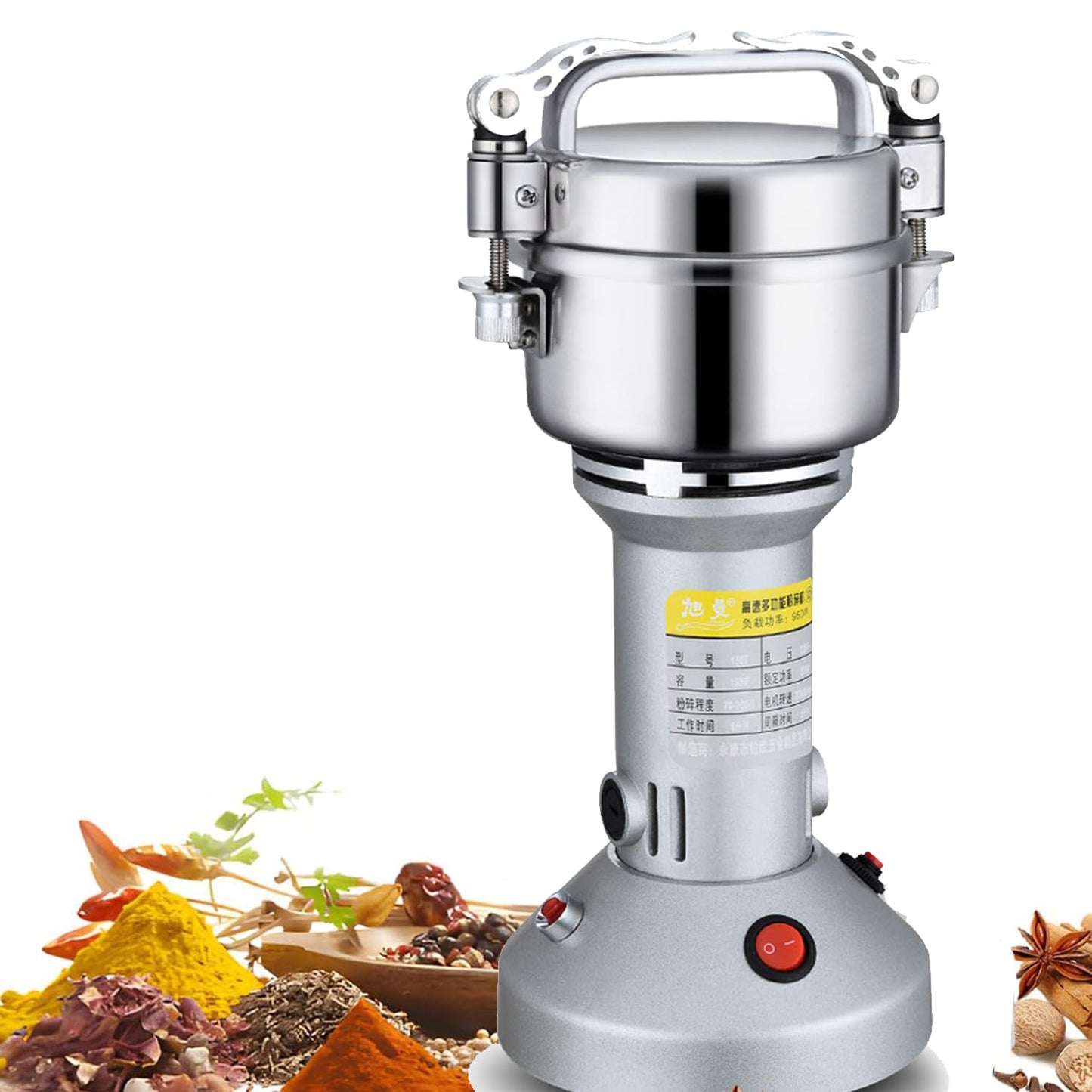 Stainless Steel Grain Mill - Electric 850W High-speed Grinder for Corn, Wheat, Pepper, Coffee Bean