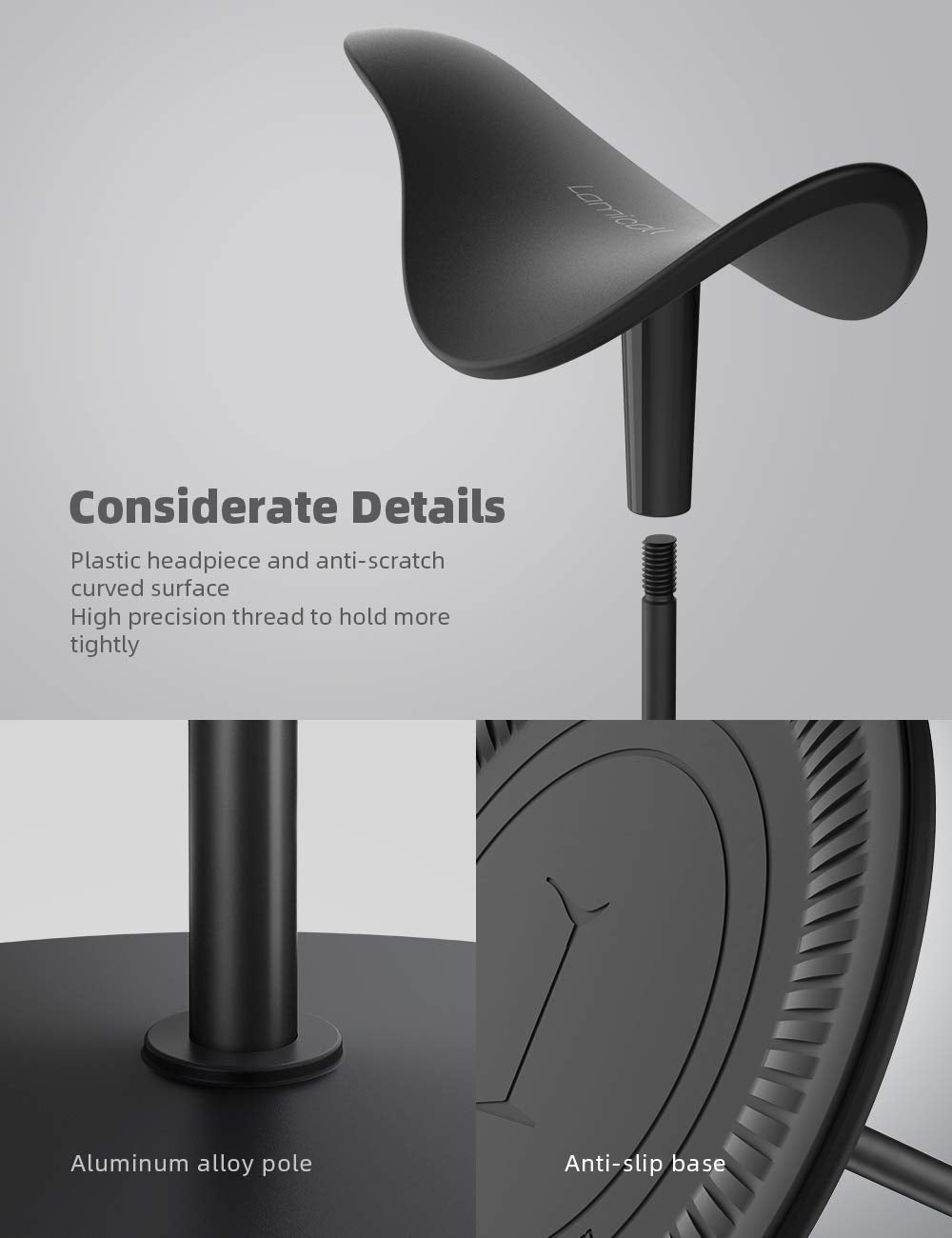 Lamicall Headphone Stand, Desktop Headset Holder - Desk Earphone Stand, for All Headsets Such as Airpods Max, HyperX Gaming Headphones, Beats/Sennheiser Music Headphones - Black