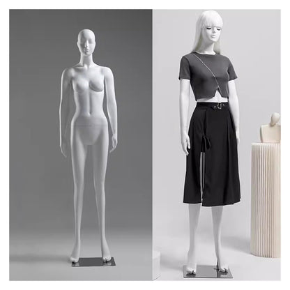 Tall Matte White Female Full Body Mannequin with Head - Detachable Dress Form for Retail Displays, Online Shops & Home Décor (Style6)