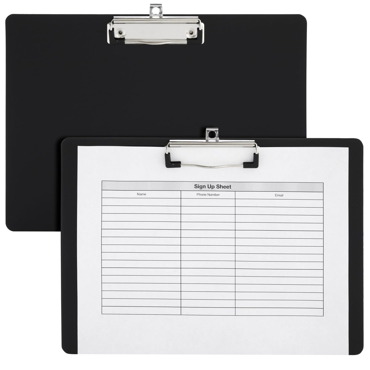 Juvale Landscape Clipboard - 12.4 x 8.9 in, Black Plastic, 4-Pack, Classic - Horizontal Clipboard with Low-Profile Clip - Letter-Size Sketching & Drawing Board