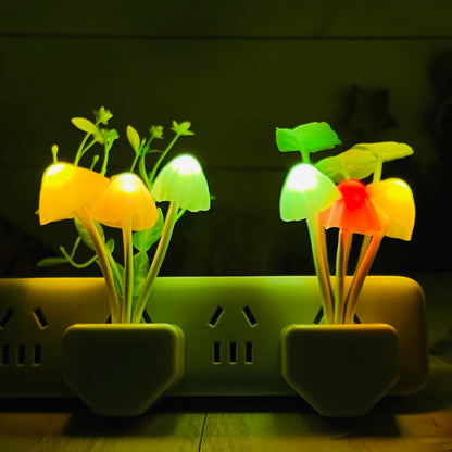 ZEZHOU Smart Sensor Led Night Lights - 2Pack 7 Color Changing Mushroom Nightlight Dusk to Dawn Sensor Auto On/Off, 0.6W Plug-in Wall Dream Bed Lamp, Gift Ideal for Nursery Baby Kids Children Adults
