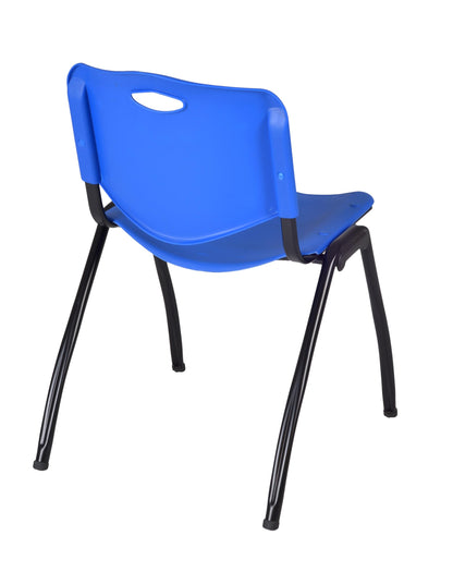 Regency Kobe 72 x 30 in. Flip-Top Training Nesting Table- Neo Walnut, 2 M Stack Chairs- Blue