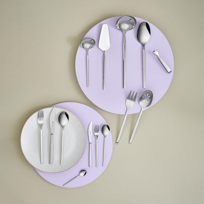 Karaca Carmelo 91 Piece Cutlery Set for 12 People – 18/10 Stainless Steel Flatware Set, Platinum Finish, Luxury Dinner Cutlery with Serving Utensils
