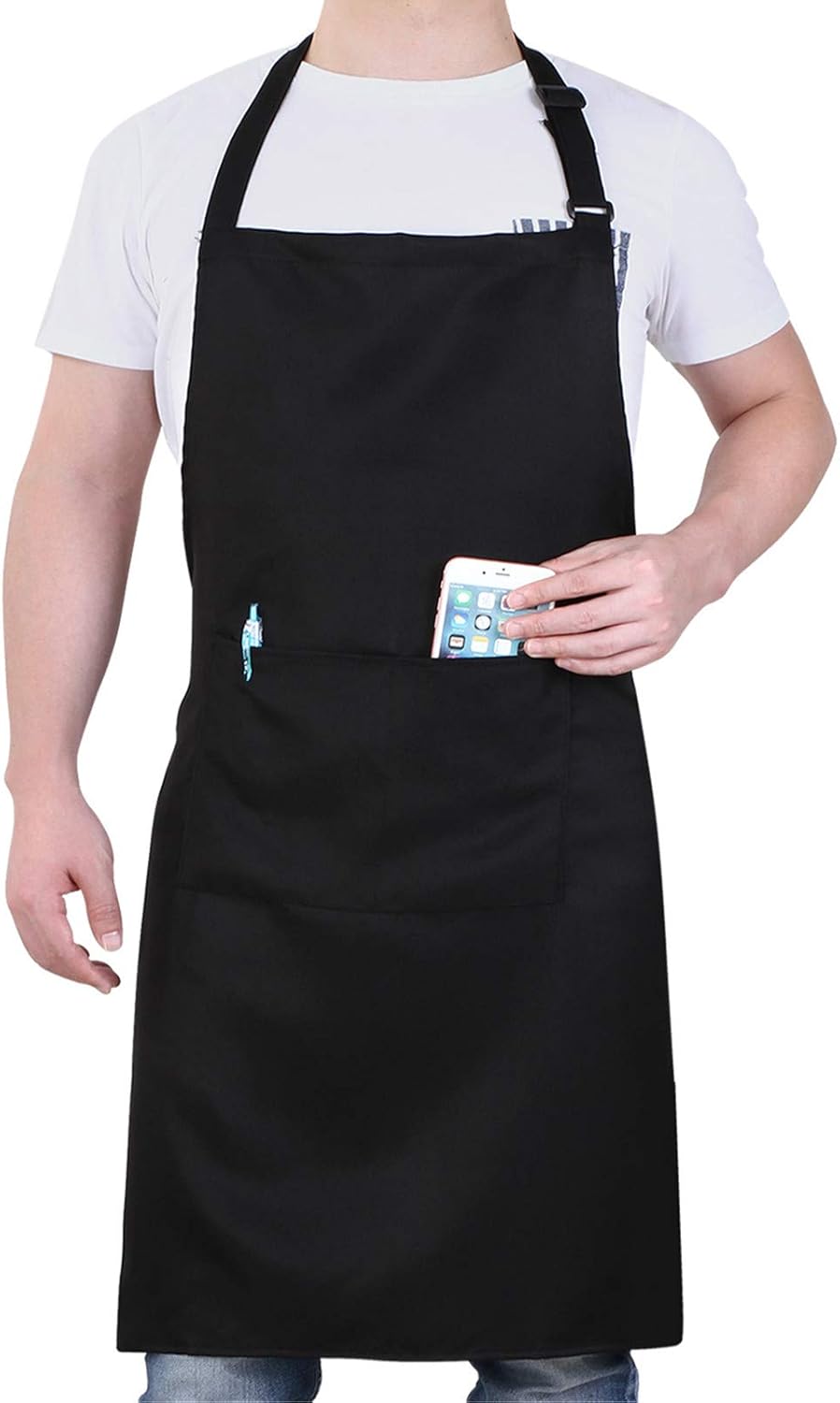 Will Well Chef Apron for Men and Women, 33" x 27" Large with 38" Waist Ties, Durable with 2 Spacious Pockets