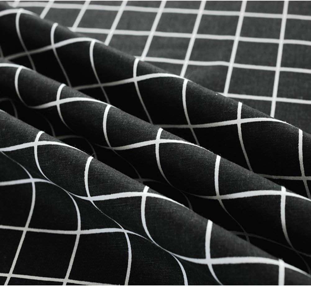 Bringsine Classic Rectangular Cotton Linen Table Cloth, Black Check Vintage Dinner Picnic Deco (36 X 36 Inch)