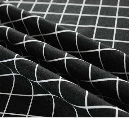 Bringsine Classic Rectangular Cotton Linen Table Cloth, Black Check Vintage Dinner Picnic Deco (36 X 36 Inch)