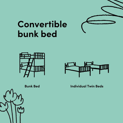 Storkcraft Caribou Bunk Bed Twin Over Twin Bunk Bed (Espresso) - GREENGUARD Gold Certified, Twin Bunk Beds for Kids, Converts to 2 Individual Twin Beds, Bunk Beds for Kids