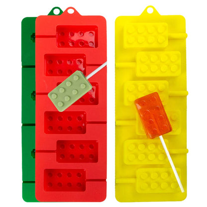 Webake Silicone Lollipop Molds, Brick Chocolate Hard Candy Lollypop Sucker Mold Set of 3 (Include 100 Paper Sticks)