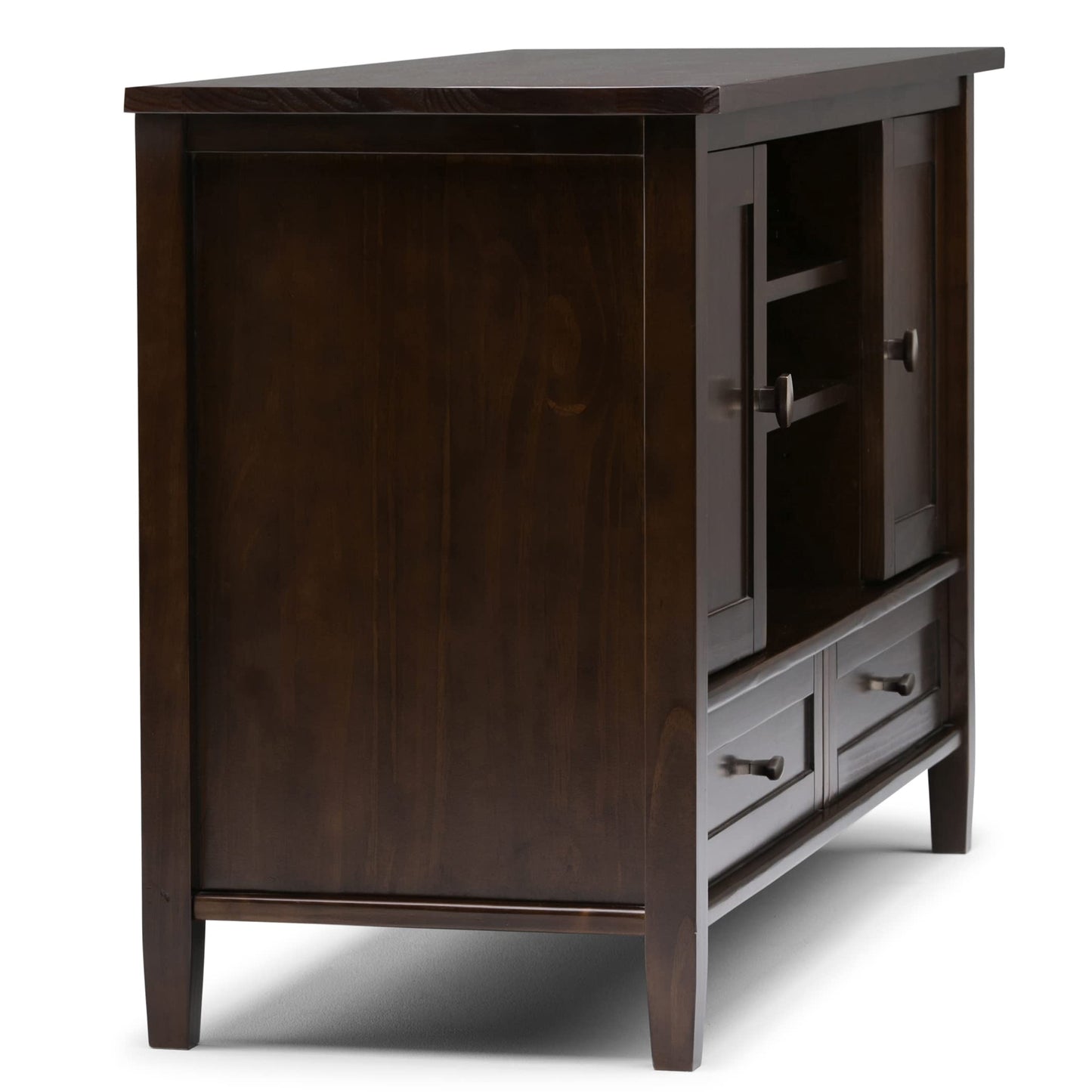 SIMPLIHOME Warm Shaker TV Stand - 47 inch Wide Solid Wood Media Console in Tobacco Brown, Transitional Entertainment Center for TVs up to 50 Inches with 2 Cabinets, 2 Drawers, and Cord Management