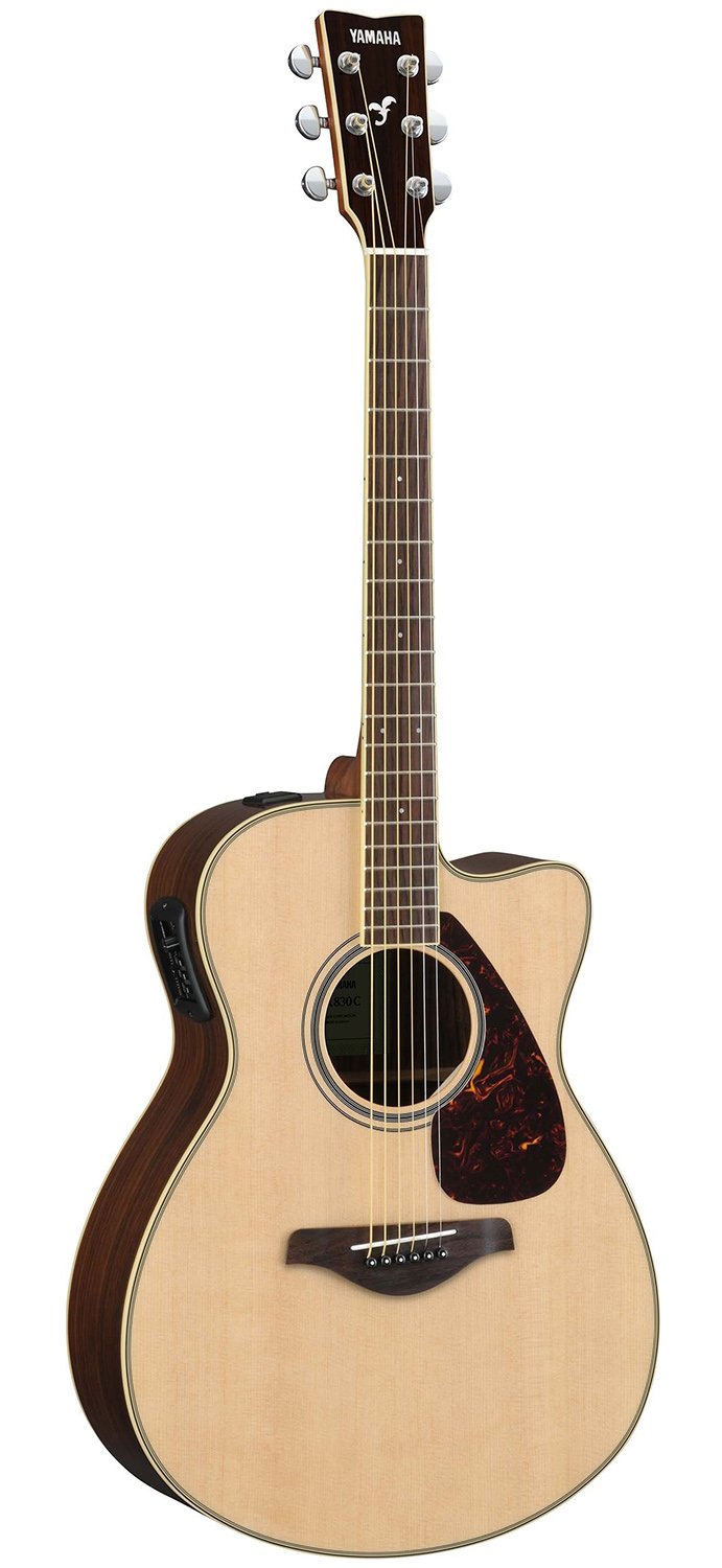 Yamaha FSX830C Small Body Solid Top Cutaway Acoustic-Electric Guitar, Natural