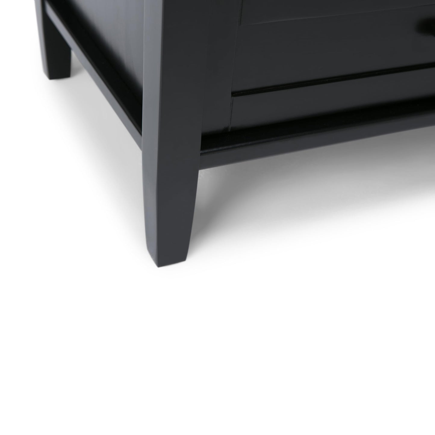 SIMPLIHOME Warm Shaker TV Stand - 47 inch Wide Solid Wood Media Console in Black, Transitional Entertainment Center for TVs up to 50 Inches with 2 Cabinets, 2 Drawers, and Cord Management