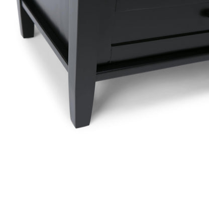 SIMPLIHOME Warm Shaker TV Stand - 47 inch Wide Solid Wood Media Console in Black, Transitional Entertainment Center for TVs up to 50 Inches with 2 Cabinets, 2 Drawers, and Cord Management