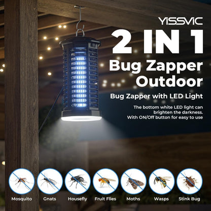 YISSVIC Bug Zapper, Outdoor Indoor Waterproof Electric Mosquito Fly Zapper Killer, Effective 4200V for Home, Patio,