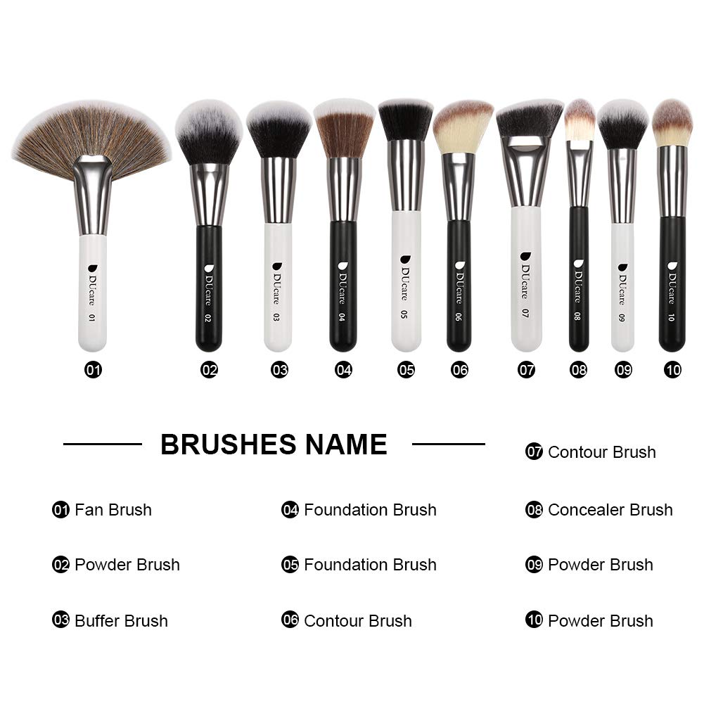 DUcare Makeup Brushes Set Professional 27Pcs Makeup Brushes Premium Synthetic Kabuki Foundation Blending Face Powder Blush Concealers Eye Shadows Make Up Brushes Kit White