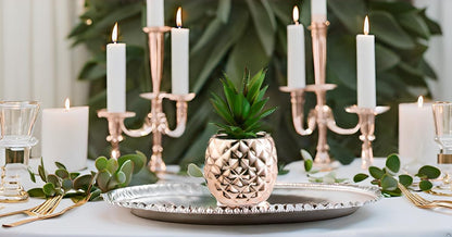 Porcelain Potted Artificial Succulent 7.8" Pineapple Plant for Home Office Kitchen Decoration