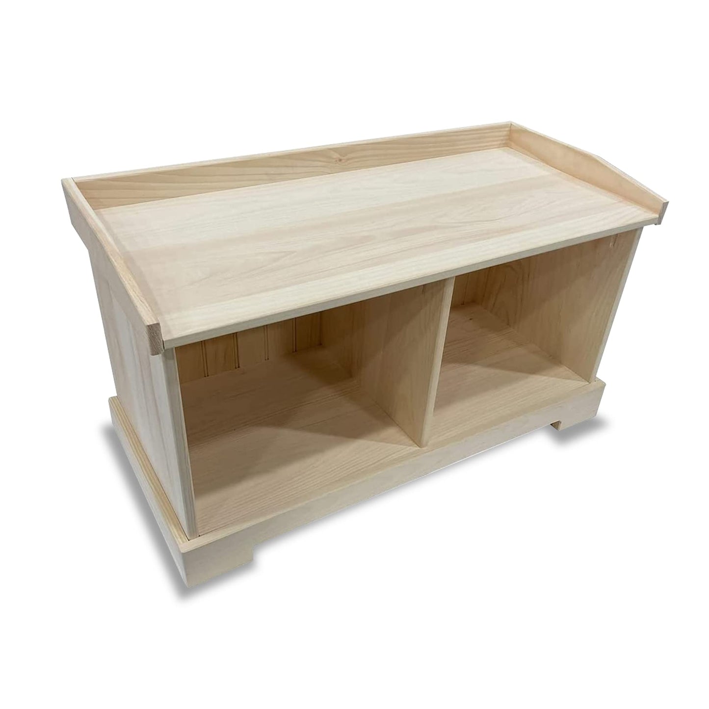 Peaceful Classics Rustic Pine Wooden Entryway Storage Bench, 36" W x 16.5" D x 20.5" H, Unfinished