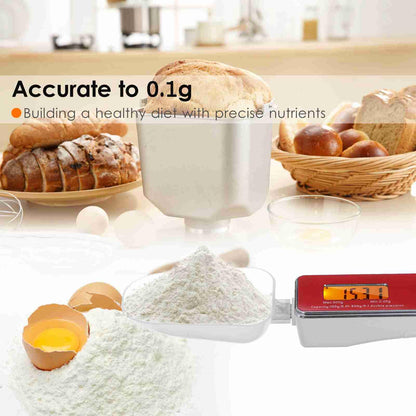 Kitchen Digital Measuring Spoon Food Scale, Digital Spoon Scale Electronic Measuring Spoon Scale Kitchen Food Tare Capacity 0.05g to 500g g, Digital Food Measuring Scoop Scale for Cooking (Red)