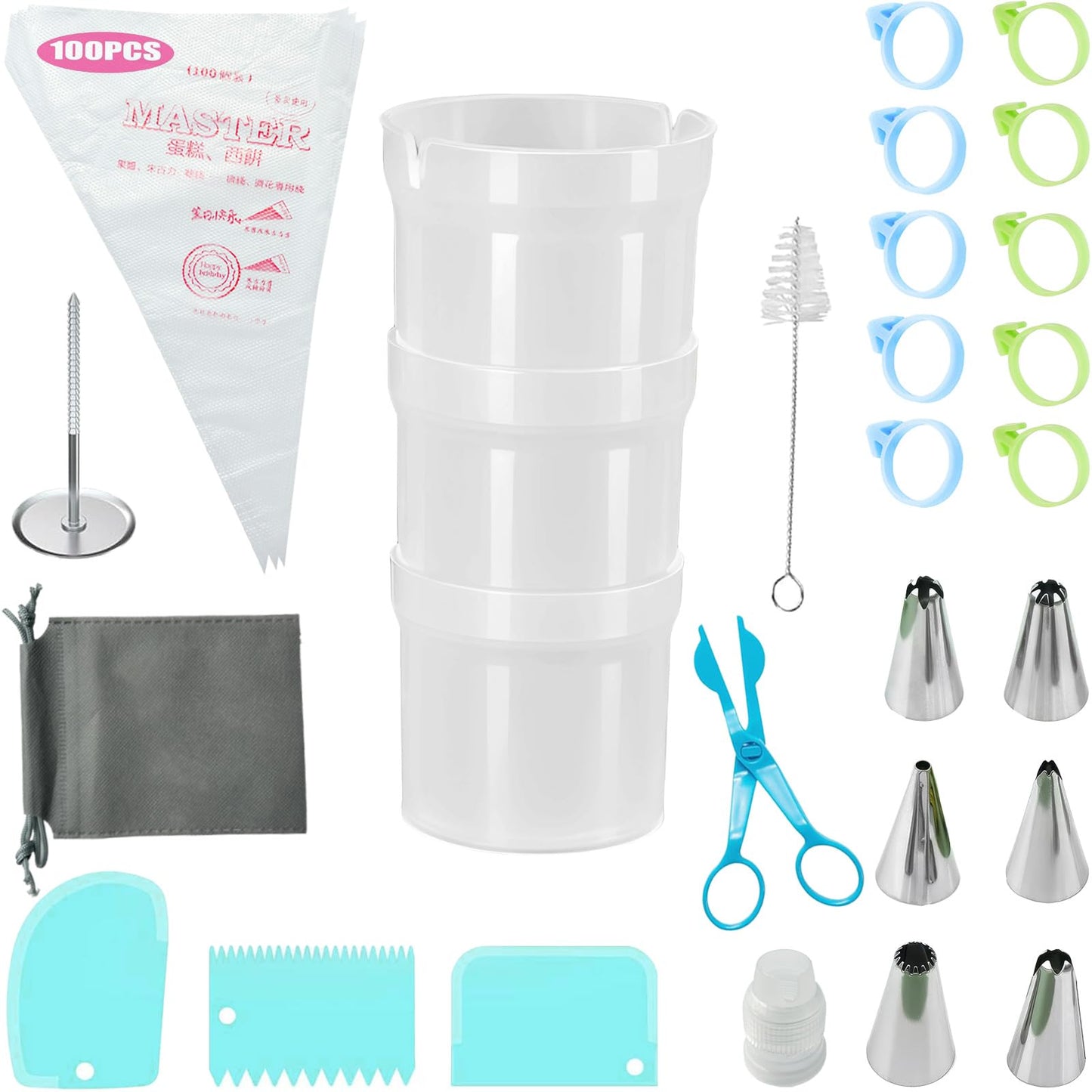 Runspich Piping Bag Holder Stand for Easy Filling – Cake Decorating Supplies Kit for Pastry & Icing Bags