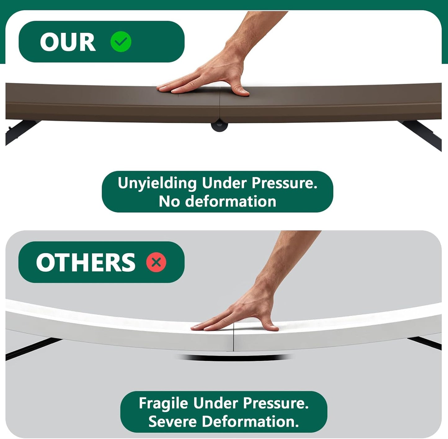 4FT Folding Table Heavy Duty Plastic Table with Handle, Foldable&Portable, Fold-in-Half Utility Tables for Outdoor
