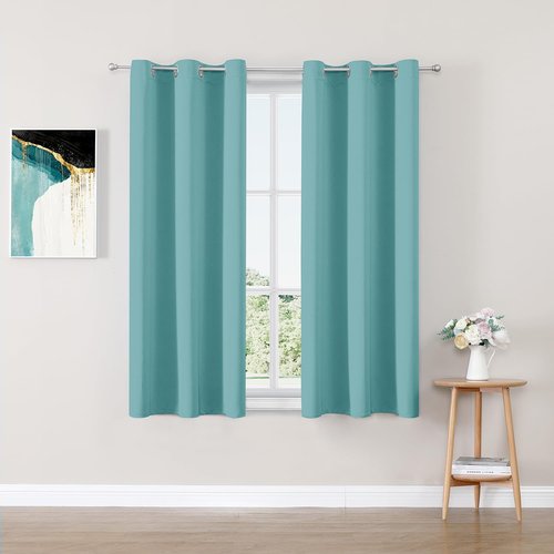 ChrisDowa Small Window Curtains - Grommet Thermal Insulated Room Darkening Panels, Aqua (2 Panels, 29 x 40 Inch)
