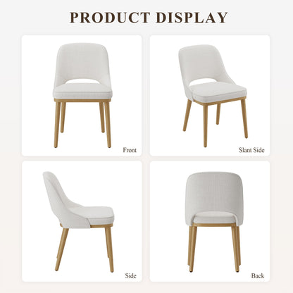 MALOL Wooden Dining Chairs Set of 4, Modern Fabric Upholstered Dining Room Chair, Kitchen Side Chairs, Farmhouse Armless Dinner Chair with Open Back for Kitchen, Beige