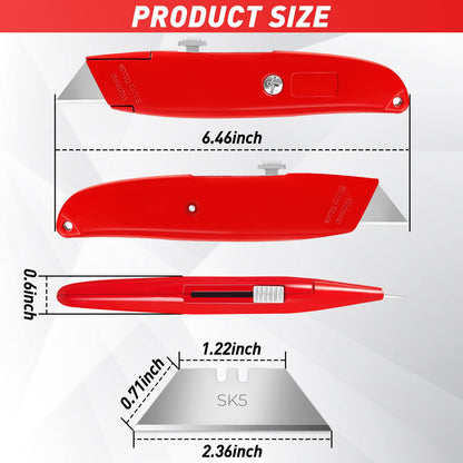 DIYSELF 4 Pack Box Cutter, Utility Knife, with 10 Extra SK5 Blades, Aluminum Shell Box Cutter Retractable for Papers, Cardboard, and Cartons, Razor Knife, Pipe Cutter(Red, Blue, Yellow, Black)