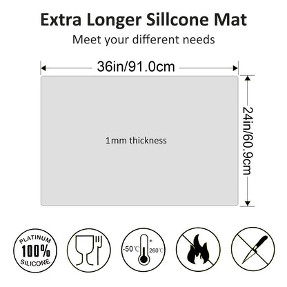 CHDRIKA 36" x 24" Extra Large Silicone Mat for Epoxy Resin, Nonstick Silicon Mats for Crafts Jewelry Casting, Non-Slip Kitchen Table Placemats for Countertop Protector Heat Resistant（Translucent）