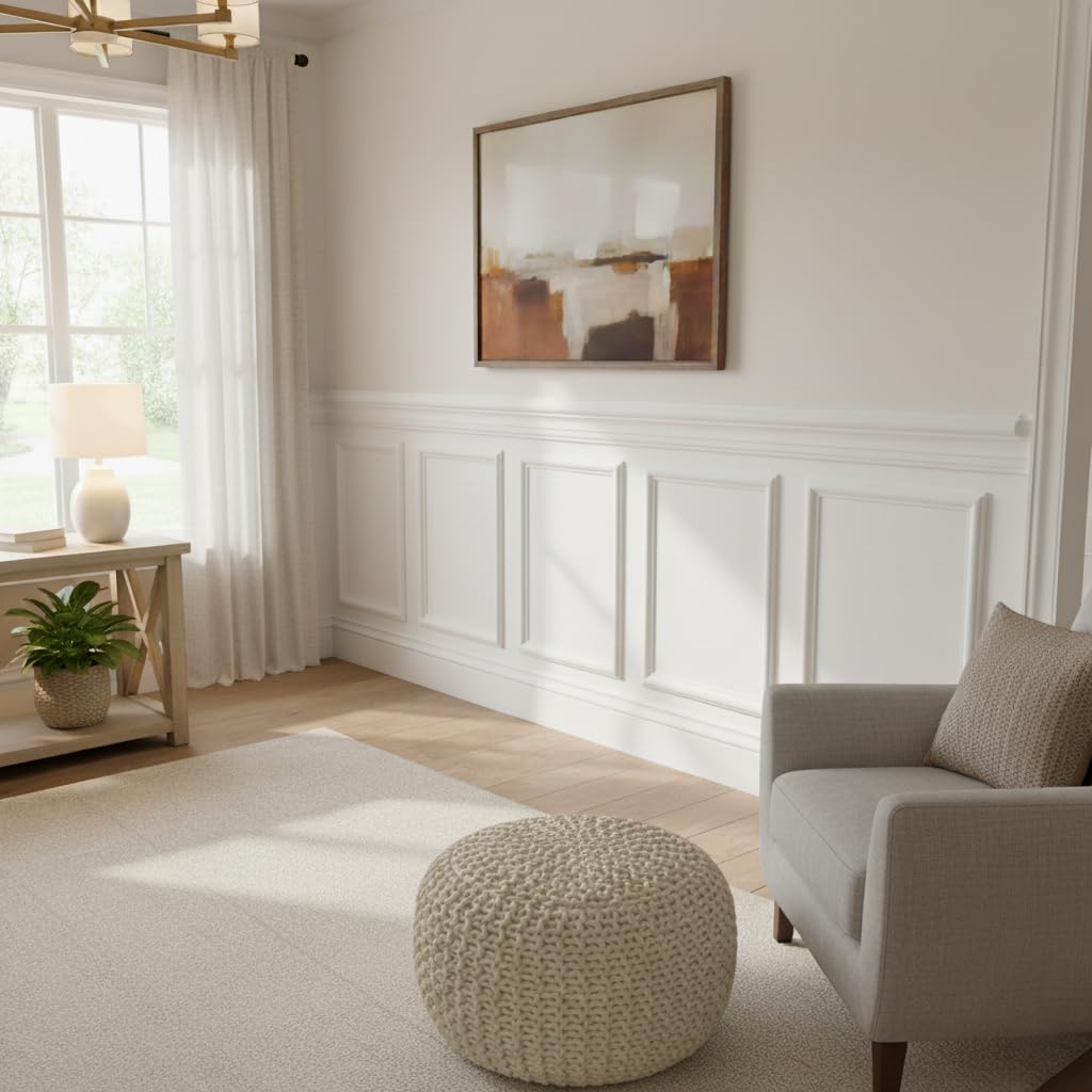94 1/2"L (Adjustable 36"H to 40"H) Ashford Square Panel Traditional Wainscot Paneling Kit