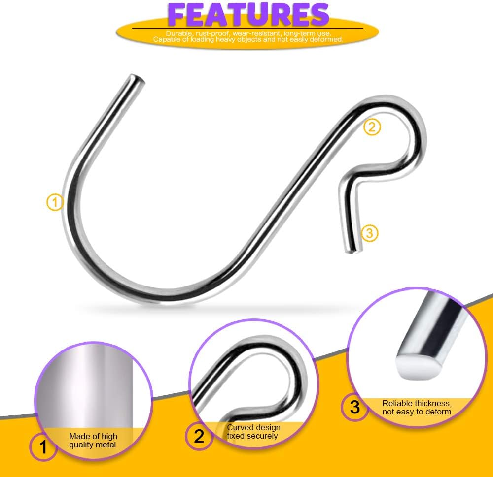 HNYYZL 50Pcs S Hooks, Heavy-duty S Shaped Hook Connectors, Corrosion Protection Metal Hangers for Indoor and Outdoor