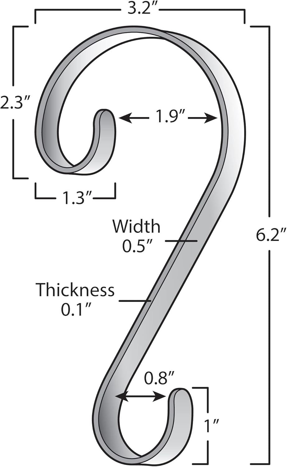 Haute Decor Stocking Scrolls Hanger - 4 Pack Holly Embossed (Pewter) - Christmas Stocking Holder