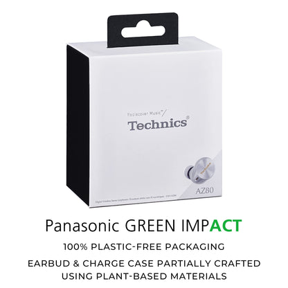 Technics Premium Hi-Fi True Wireless Bluetooth Earbuds with Advanced Noise Cancelling, 3 Device Multipoint Connectivity, Wireless Charging, Hi-Res Audio + Enhanced Calling - EAH-AZ80-S (Silver)