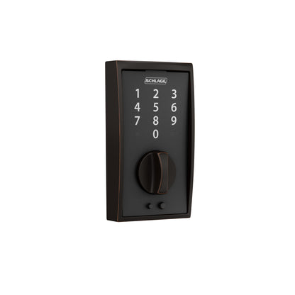 SCHLAGE BE375 CEN 622 Touch Keyless Touchscreen Electronic Deadbolt Lock, Matte Black