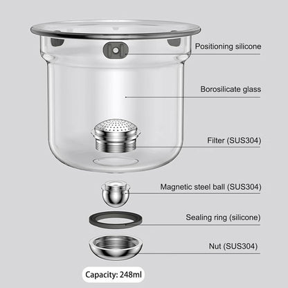 WCCDXGP 900ML Enchantipot Magic TeaPot, Water Separation Glass Tea Pot with Wooden Handle, Press Control Magic Tea