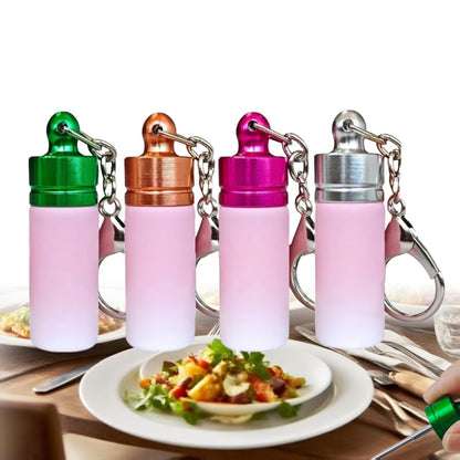 FLOATFARE 4-Pack Pink Gradient Mini Glass Spice Jars, Leak-proof Keychain Design, Travel-Friendly Portable Storage Containers