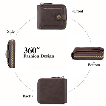 LOUEBICA Wallet Men Leather Bifold Wallets For - Flap ID Window Zip Coin Pocket Mensr Wallets - Big Capacity Credit Card Travel Wallet