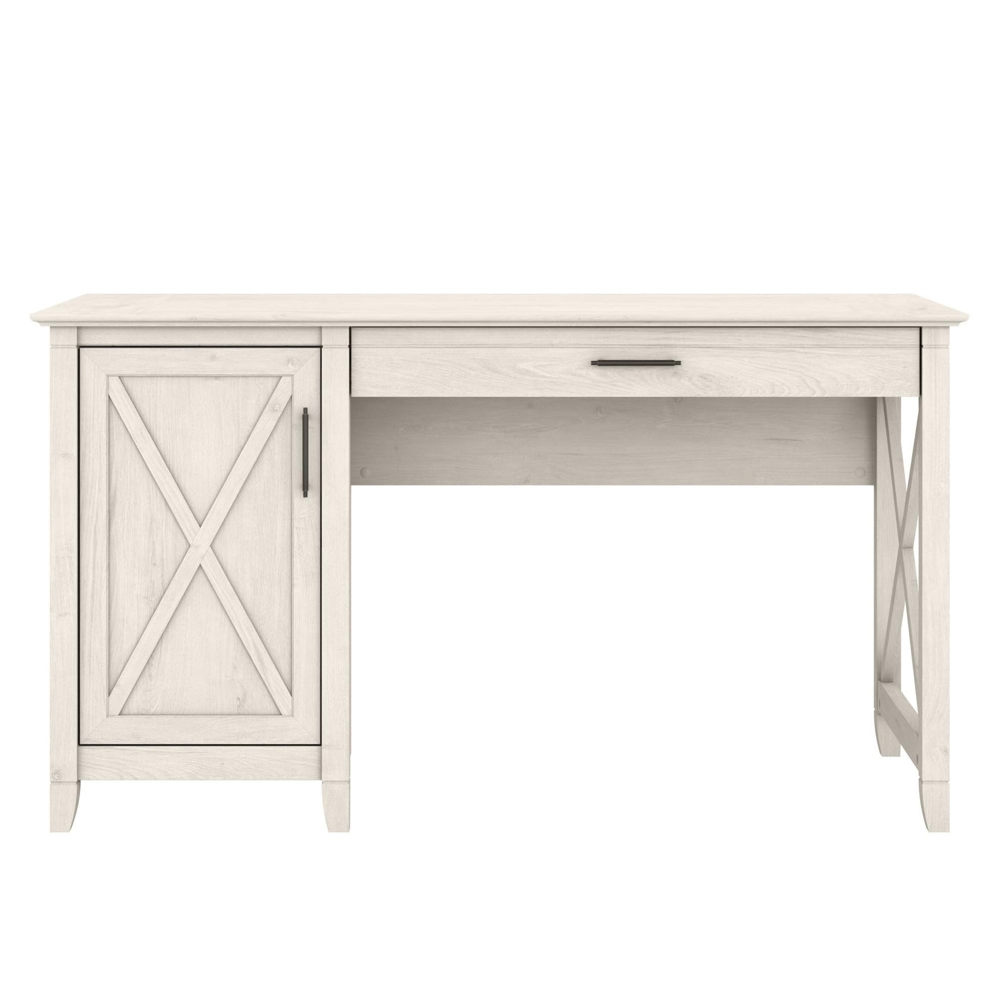 Bush Home Key West Computer Desk with Storage | Farmhouse PC Table for Home Office in Linen White Oak | 54W x 24D