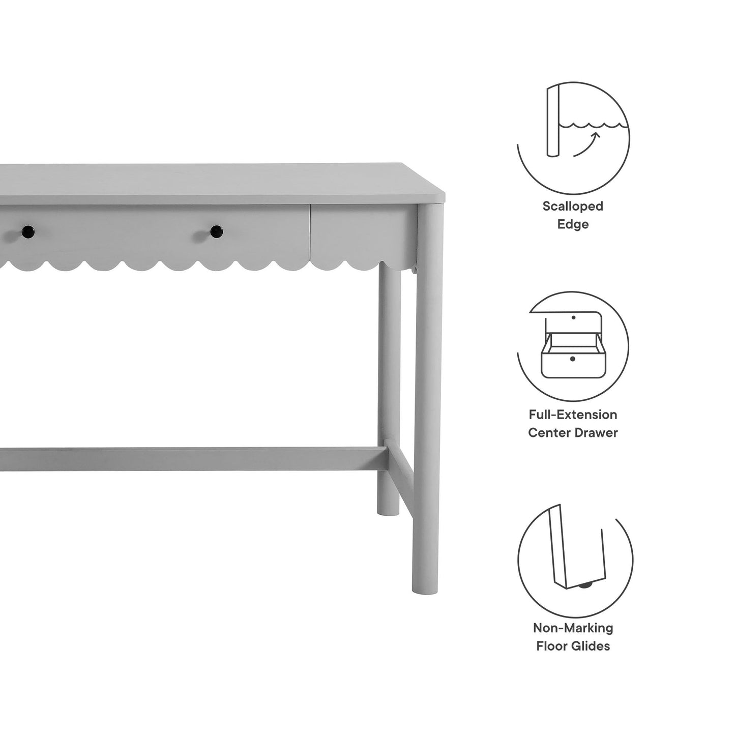 Modway Emmeline Scallop Desk in Light Gray