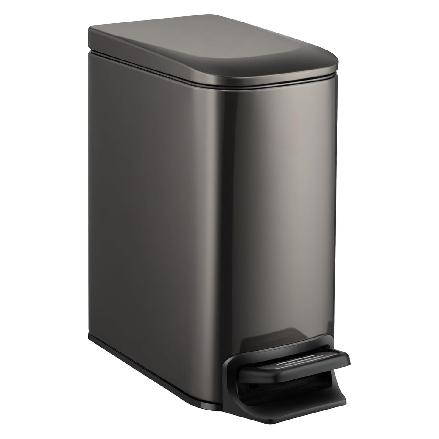 TIPGO Slim Bathroom Trash Can - 6 Liter Stainless Steel Garbage Can with Soft Close Lid | Black Gold