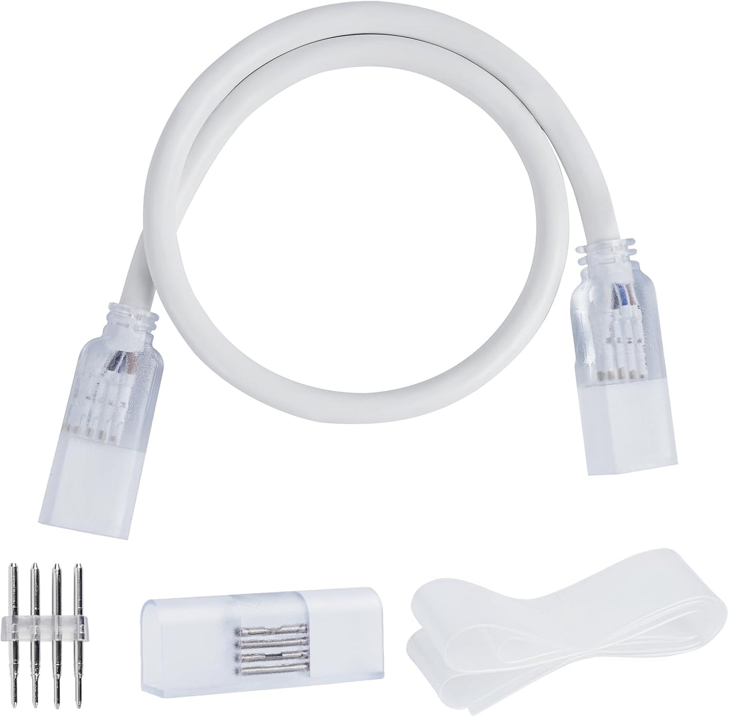 Shine Decor Connecting Parts Kit, 2 Connection Wire Cables & 1 Connector with 4-Prong Pin for RGB LED Neon Rope Lights