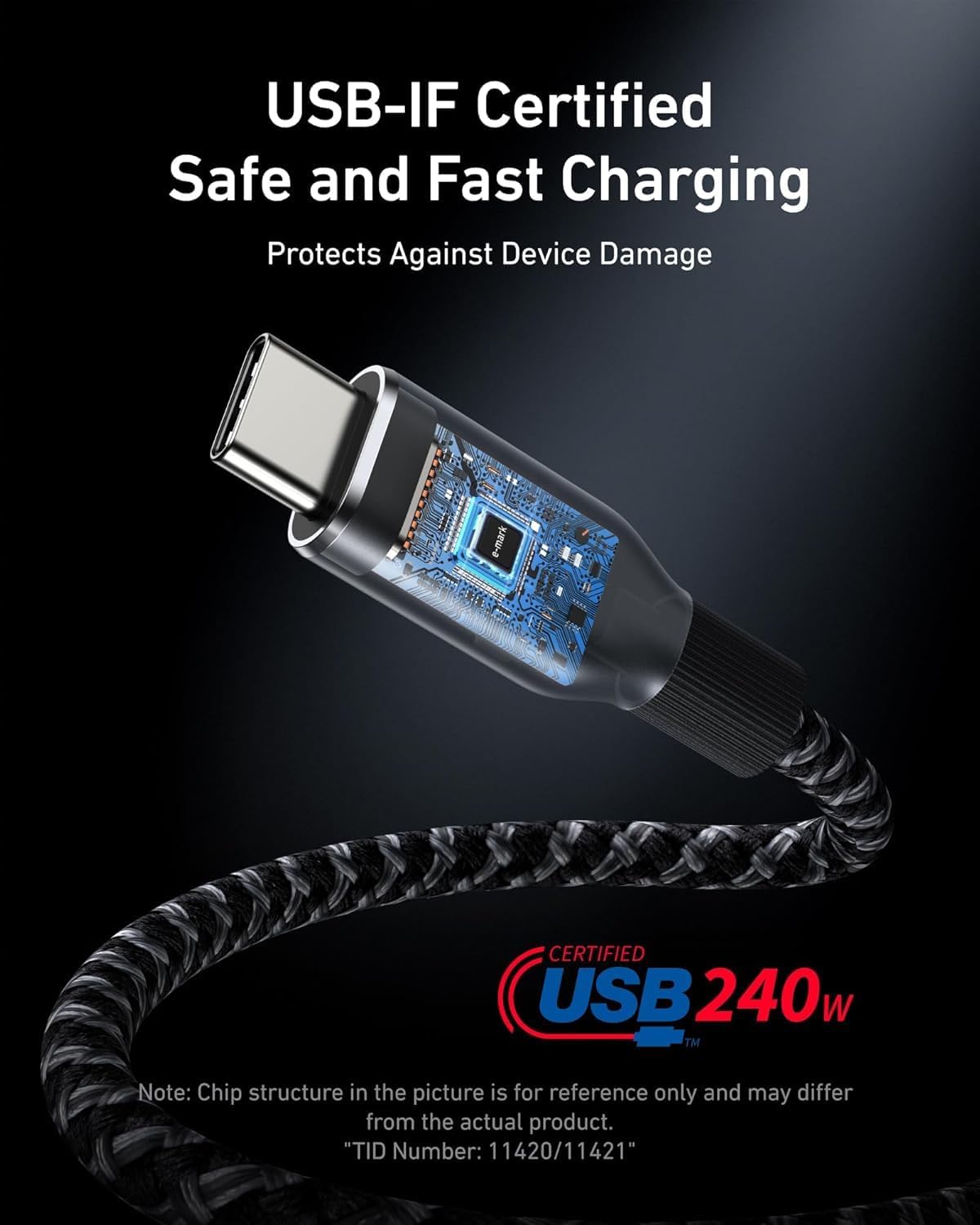 Anker Prime USB C to USB C Cable, 240W Fast Charging Cord, Upcycled-Braided Nylon with 100-Year Bend Durability for iPhone 17 Series, MacBook, Galaxy S24(6 FT)