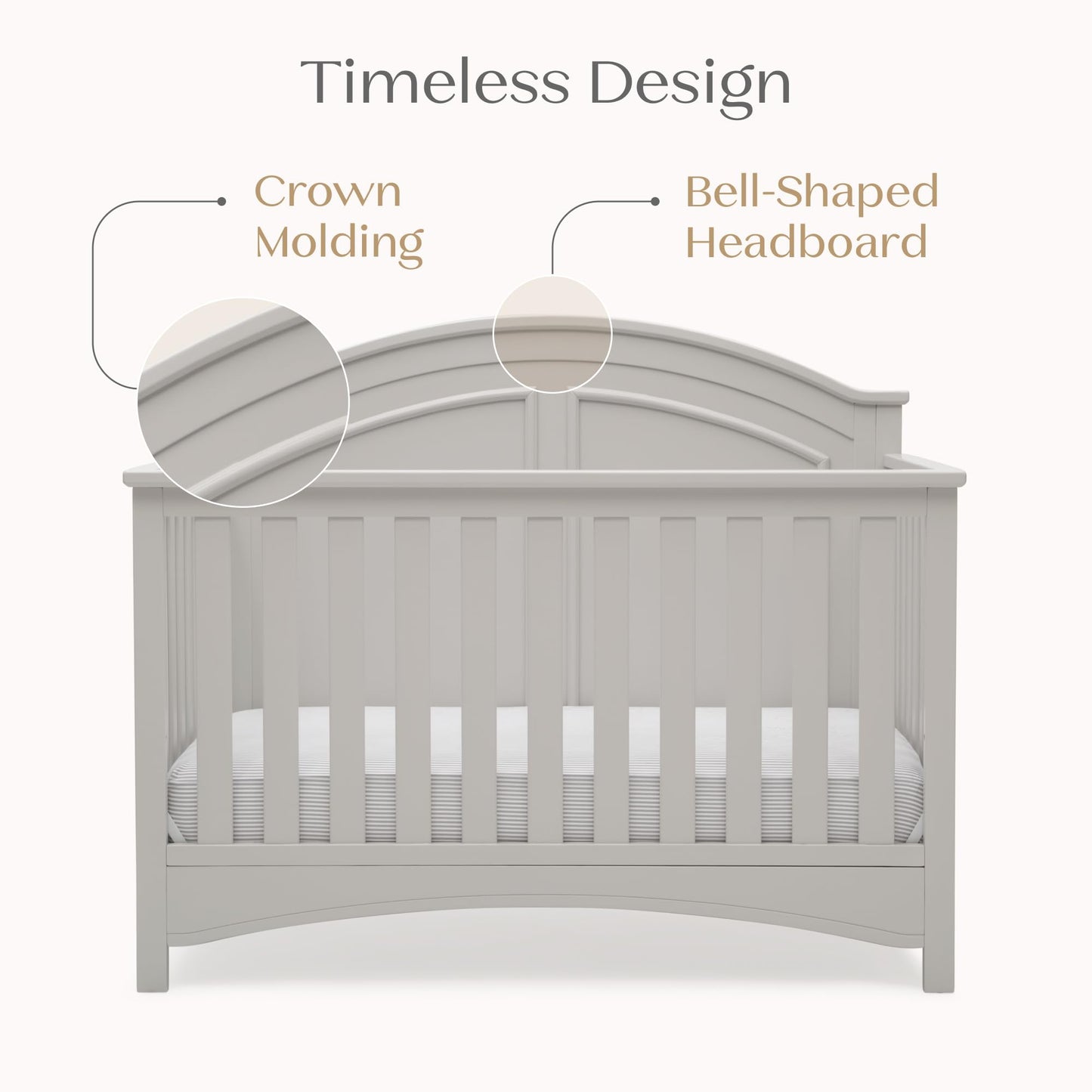Delta Children Perry 6-in-1 Convertible Crib - Greenguard Gold Certified, Moonstruck Grey