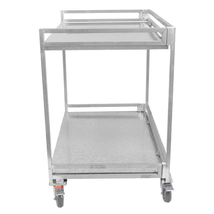 OssifragaBone 2 Shelf Rolling Cart Collapsible Steel Rolling Utility Cart with Wheels 660lbs Capacity with Handle for Warehouse/Garage/Cleaning/Manufacturing