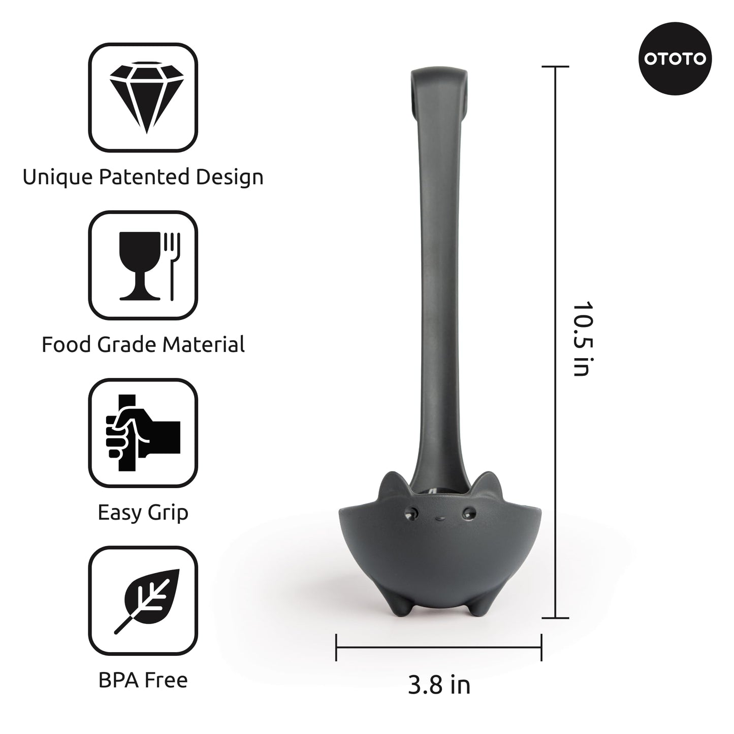 OTOTO Katie Cat Soup Ladle - Halloween Gifts Black Cat, Gothic Gifts, Gifts for Cat Lovers - Spooky Cat Gift, Cute Kitchen Accessories, Fun Gifts (Katie Cat, Black)