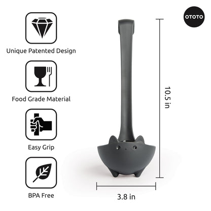 OTOTO Katie Cat Soup Ladle - Halloween Gifts Black Cat, Gothic Gifts, Gifts for Cat Lovers - Spooky Cat Gift, Cute Kitchen Accessories, Fun Gifts (Katie Cat, Black)