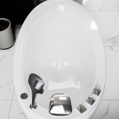 Empava Whirlpool Tub,48 in Freestanding Air Jetted Bathtub, Japanese Soaking Tub with Pre-Molded Seat, 36 Air Jets for Spa-Like Relaxation, Glossy White Luxury Acrylic Design