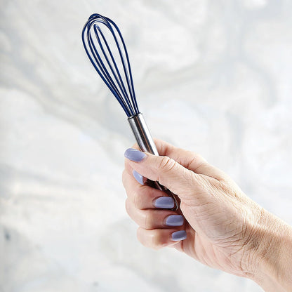 Lillian Vernon Colorful Mini Silicone Whisks Set – 5-Piece Rainbow Kitchen Utensils for Cooking, Baking, Egg Beating & Mixing, 6.5 Inch Small Non Stick Stainless Steel Wire Beaters, Dishwasher Safe