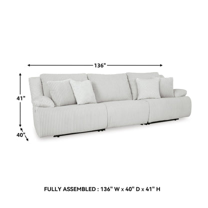Signature Design by Ashley Top Tier Coastal 3-Piece Reclining Sectional Sofa with 4 Accent Pillows, Light Gray